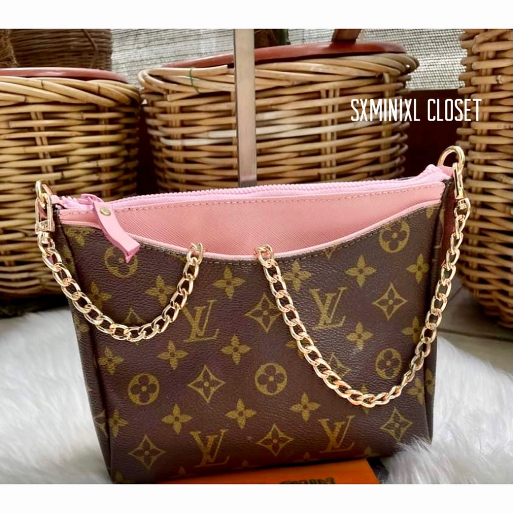 🌈🌸Customize Pallas Pochette🌸Authentic repurposed from monogram/pink leather - Picture 2 of 7